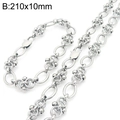 Minimalist silver stainless steel chain link bracelet 210x10mm with decorative metal beads - Style C 10mm H-Clasp