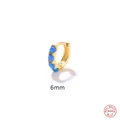 6mm blue opal and diamond stud earrings in S925 sterling silver with gold finish - Single Gold-6MM Blue Opal
