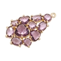 Macro view of teardrop pendant with purple faceted glass stones in a golden setting - Type C-Purple