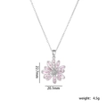 Daisy pendant necklace in silver finish with pink rectangular zircon stone inlay - Pink Zircon Steel Color