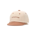 Baby baseball cap with 'tomorrow' embroidery in cream and brown two-tone design - Brown