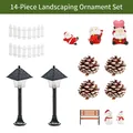 14-piece Christmas miniature landscape set with Santa, snowmen, pinecones and lamps - 14-Piece Landscape Ornaments Set