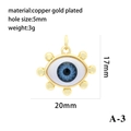 Detail view of 18K gold-plated Evil Eye resin pendant with 17mm x 20mm dimensions - Teardrop Blue Eye White Base Pendant Only (B-4)