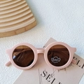 Retro round matte pink sunglasses for kids with UV400 protection and tan lenses - Pink