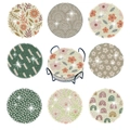 Set of 8 DIY diamond painting coasters with floral patterns and a black metal holder - Abstract Geometric Ripple Style