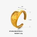 Minimalist gold-plated stainless steel star ring with vintage sunburst pattern - Star Style (ZN1094) / Gold