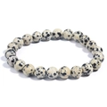 Minimalist beaded bracelet crafted from natural Dalmatian Jasper with black spotted pattern - Dalmatian Jasper / 6mm
