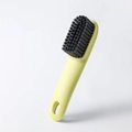 Long-handle cleaning brush in yellow finish with dense grey bristles and hanging hole - Long Handle Shoe Brush / Yellow
