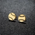 Minimalist golden stainless steel baseball stud earrings with hollow stitching details - Baseball / Gold