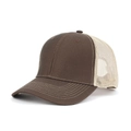 Classic Richardson 112 trucker hat in dark brown and beige mesh with curved brim - Adjustable / Coffee