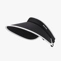 Black and white foldable women's sun protection visor with wide brim for summer - Adjustable / 23H042 Style (Normal Windproof Rope) / Black