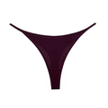 Minimalist cotton thong for women in deep purple featuring thin side straps design - Burgundy