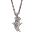 Zilverkleurige hiphop ketting met een chef-kok hanger bezet met fonkelende strass-steentjes - Zilver