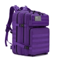 Tactical outdoor purple oxford cloth backpack with American flag patch and molle system - 45L / Purple