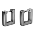 Minimalist square U-shaped 18K gold earrings in matte gun-black stainless steel - Black (EU1298)
