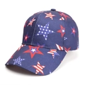Detail view of the durable navy canvas baseball cap featuring US flag star patterns - Navy Stars Pattern (Style E)
