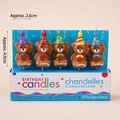 Set of 5 colorful cartoon bear birthday candles with party hats in a blue display box - Vintage Hat Letter Bear Candle (5 Pcs)