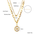 Détails du collier double couche en acier inoxydable doré avec pendentif abeille - Collier Double Rang Médaille Abeille Vintage (NE2A250AG)