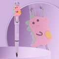 Inkless eternal pencil in purple body with a cute cartoon dinosaur clip attachment - Small Rod HB / Pink Dinosaur
