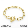 Bracelet doré à fermoir OT avec maillons torsadés et carrés, longueur 200mm - Bracelet Couleur Or (20cm)