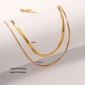Gold plated stainless steel necklace set with 3mm snake chain and 1.5mm box chain layers - Style 03 (Box Snake Layered)