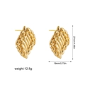 Macro detail of gold woven knot earrings with precise size dimensions in millimeters - Wheat Ear Weave