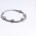 Verstelbare roestvrijstalen armband met pootafdruk-bedeltjes en gepolijste cubaanse schakel - Staalkleur (KB118507-KHY)