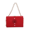 Rote Koffer-Abendtasche mit Perlengriff und Schleifenakzent für Damen - Rot
