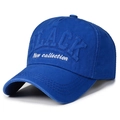 Blue cotton baseball cap with 3D BLACK embroidery and white New collection script - Adjustable / Sapphire Blue