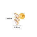 Gold F136 titanium labret stud with three stepped rectangular zircons measuring 0.66cm - 2# Style (Stepped Rectangles) / Gold