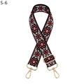 Close-up of ethnic geometric pattern bag strap with high-gloss gold metal swivel hooks - S-6 Black Red Flower