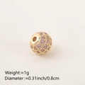 Pink cubic zirconia encrusted gold bead charm for DIY bracelets with 8mm diameter - 8MM Pink Zirconia Gold Plated