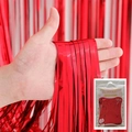 Rideau de franges rouge métallisé pour décoration de fond de fête et anniversaire - 1*2 Mètres / Rouge brillant