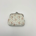 Vintage kiss-lock coin purse in cream with cartoon bear prints and metal clasp - 3013-6# Flower Bear