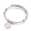 Bracciale a cavo ritorto argento con ciondolo moneta Regina Elisabetta II stile moderno - 16mm / Color Acciaio