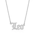 Macro della collana zodiaco Leo in acciaio al titanio con ciondolo a lettere gotiche - Leone (Colore Acciaio)