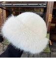 Winter plush bear beanie in pure white faux mink fur for warmth and style - White