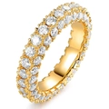 Minimalist gold plated ring with double row zircon pavé design in hip-hop style - US 5 / Gold