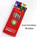 Set of 18 colors water-based acrylic markers in a red box for DIY art painting - 18 Colors Acrylic Markers