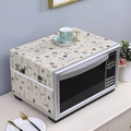 Linen microwave oven dust cover with nautical anchor print and side storage pockets - Marine Sailboat Anchor