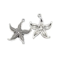 Starfish shaped silver alloy pendant for DIY jewelry making with realistic texture - Starfish Pendant (A2-394) / Antique Silver