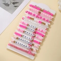 Detail of pink breast cancer awareness ribbon charms and Hope clay bead bracelets - SY0726-1 (12-Piece Set)