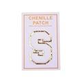 8cm Chenille gold glitter patch letter S with self-adhesive peel and stick backing - Letter S / White
