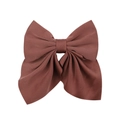 Large reddish brown bow hair clip with matte fabric texture and elegant pleated style - Red Brown