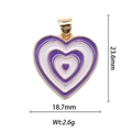 Pendentif cœur plaqué or 18k en émail violet et blanc avec mesures précises - Style Cœur Émail Violet (DZ-001)