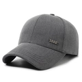 Dark grey baseball cap with twill fabric and rectangular metal logo on the side - Adjustable / Dark Gray