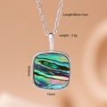 Collana in rame argentato con pendente quadrato in conchiglia che mostra le misure - Conchiglia di Abulone Argento