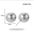 Polished silver stainless steel spherical stud earrings 1.6cm diameter for women - Silver Sphere Style (ER-1298)
