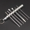 6-piece stainless steel earwax removal kit with a silver portable storage tube - Silver Steel Tube Style (C11FY)