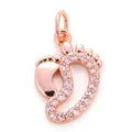 Rose gold baby feet charm pendant with micro-pave cubic zirconia for DIY jewelry - Rose Gold Mini Footprint (M619696-Rose Gold)